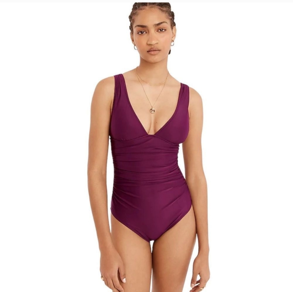 J.Crew Ruched V-Neck One Piece Size 4 Long Torso Tall